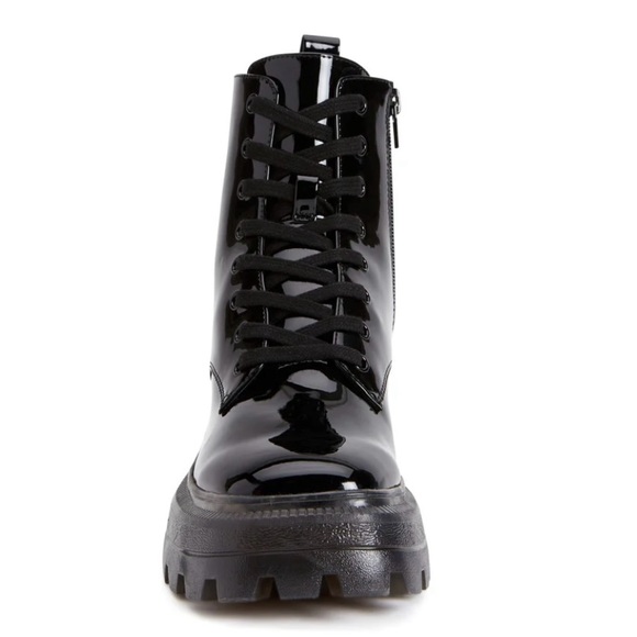 NWT KATY PERRY COLLECTION GELI COMBAT BOOT WOMENS SZ 8 PATENT LEATHER BLACK - Picture 4 of 6